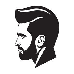 Man head silhoutte, face awith beard fashion icon