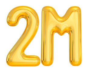 2M Follower 3D Gold Number