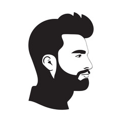 Man head silhoutte, face awith beard fashion icon