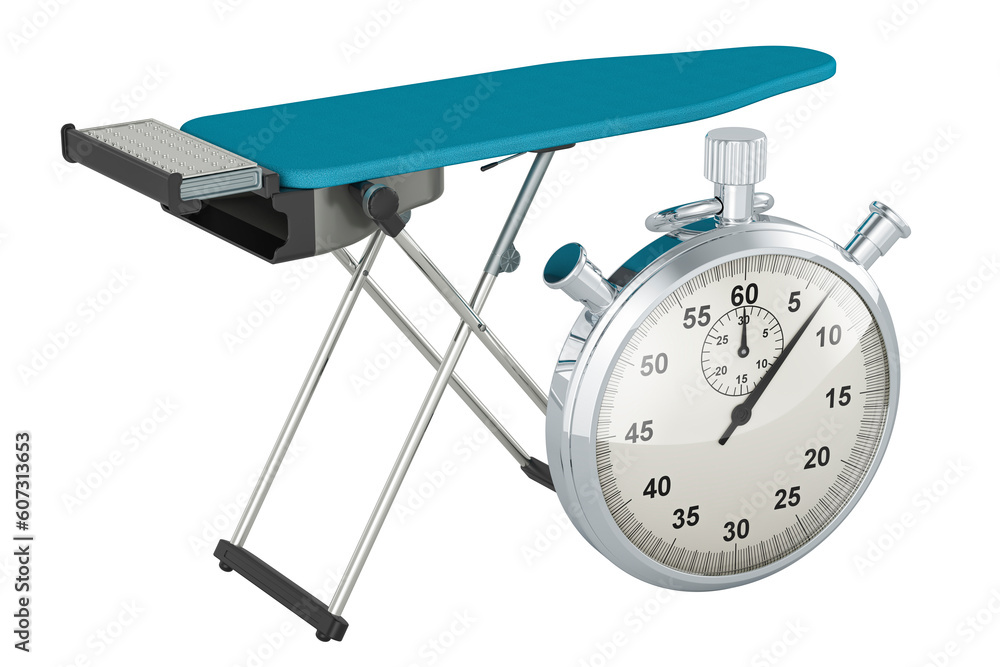 Aufkleber ironing board with stopwatch, 3d rendering