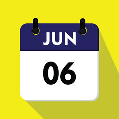 calendar with a date, 06 june icon with yellow background, new calender