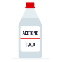 Plastic acetone bottle with chemical formula isolated on white background vector illustration