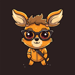 Super cute deer character wearing sunglass cartoon style vector illustration