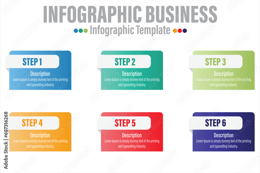 Poster infographic template with numbers six option can be used for workflow layout, diagram, number step u
