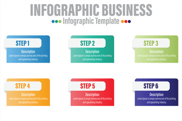 Infographic template with numbers six option can be used for workflow layout, diagram, number step up options.