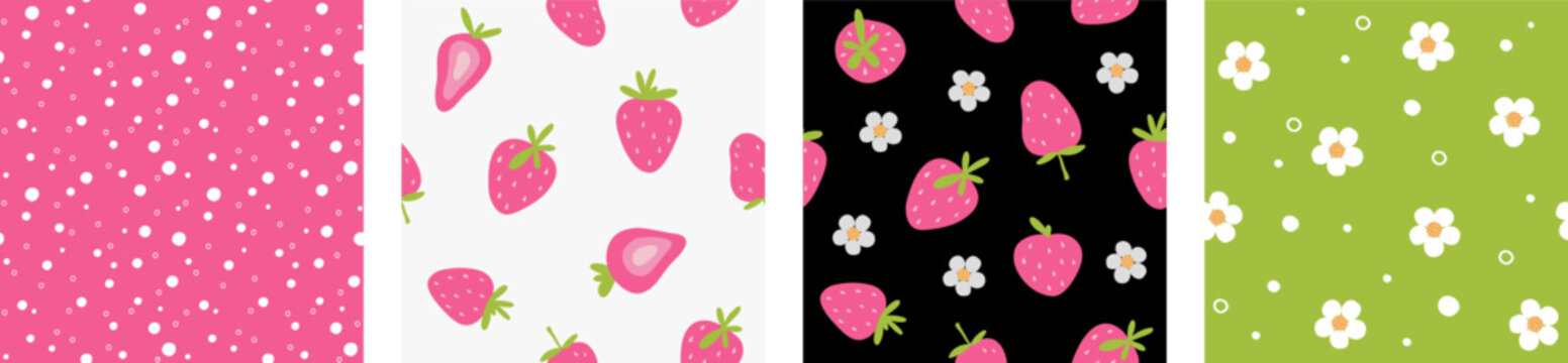 Strawberry seamless pattern. Vector decorative summer background