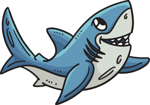  Baby Great White Shark Cartoon Colored Clipart 