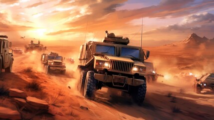 Obraz na płótnie Canvas Military Cover The Convoy Game Artwork