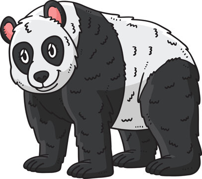 Mother Panda Cartoon Colored Clipart Illustration