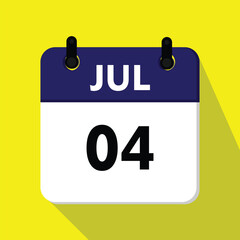 calendar with a date, 04 july icon with yellow background, new calender