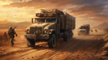 Obraz premium Military Cover The Convoy Game Artwork