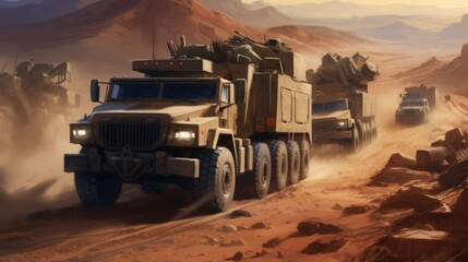 Fototapeta premium Military Cover The Convoy Game Artwork