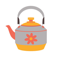 Dishes. A teapot with a flower.