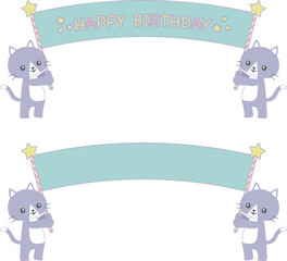 旗を持った猫たちのイラスト