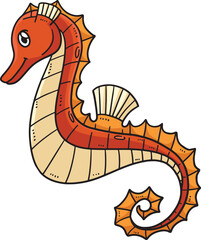 Mother Seahorse Cartoon Colored Clipart 