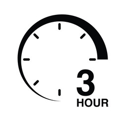 3 hour protection clock time sign icon symbol vector illustration isolated on white background