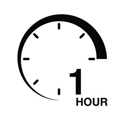 1 hour protection clock time sign icon symbol vector illustration isolated on white background