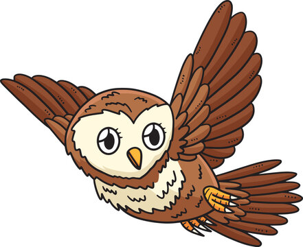 Baby Owl Cartoon Colored Clipart Illustration