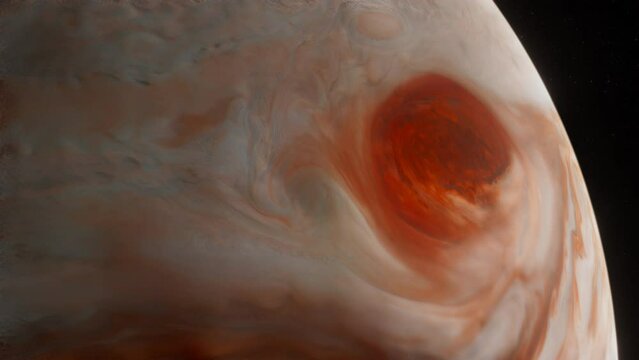 Jupiter Flyby With Great Red Spot 4K Space Motion Background