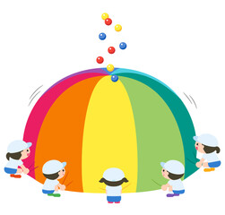 運動会　パラバルーン　ポップコーン.