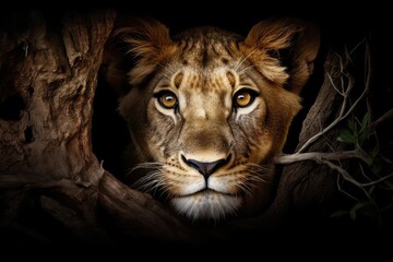 close up portrait of a lion