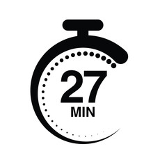 27 minutes timer stopwatch vector illustration isolated on white background.