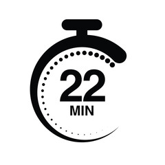 22 minutes timer stopwatch vector illustration isolated on white background.