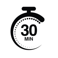 30 minutes timer stopwatch vector illustration isolated on white background.