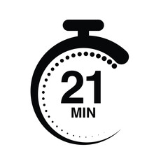 21 minutes timer stopwatch vector illustration isolated on white background.