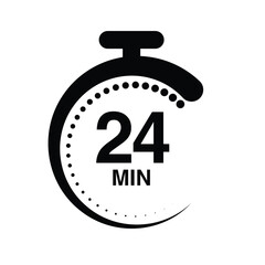 24 minutes timer stopwatch vector illustration isolated on white background.