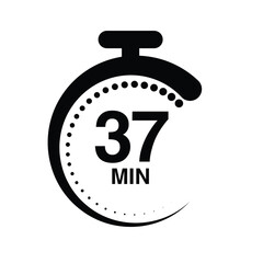37 minutes timer stopwatch vector illustration isolated on white background.