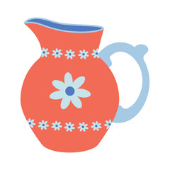 Dishes. Jug with floral ornament.