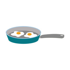 Dishes. Green pan with eggs.