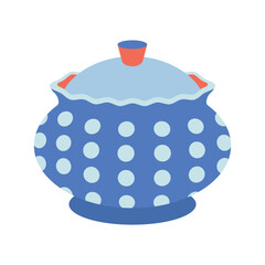 Dishes. Sugar bowl, bowl with polka dot lid.