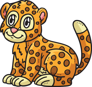 Baby Cheetah Cartoon Colored Clipart Illustration