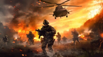 Fototapeta premium Military Game Artwork