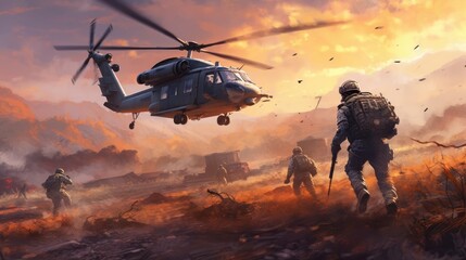 Fototapeta na wymiar Military Game Artwork