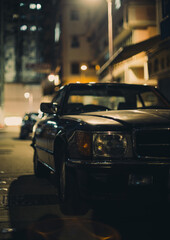 Old car in a street in Hong Kong