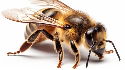 Honeybee isolated on white background Generative AI