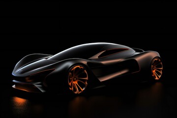 Futuristic Electric Future Concept Car Design on Black Background Generative AI