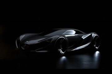 Futuristic Electric Future Concept Car Design on Black Background Generative AI
