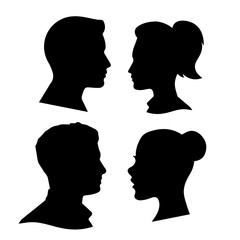 Silhouette man and woman symbol vector. Black and white outline man and woman vector