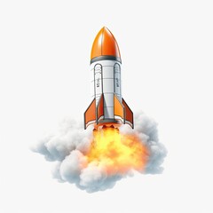 Space rocket flying toward the clouds believable rocket icon Having a successful company concept, generative ai