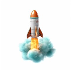 Space rocket flying toward the clouds believable rocket icon Having a successful company concept, generative ai