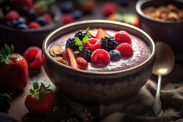 Vibrant and Nutritious Bowl of  Fruit Smoothie