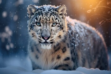 Graceful Snow Leopard Roaming its Wintry Habitat