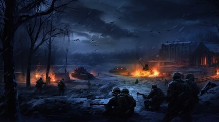 Military Game Artwork at Night