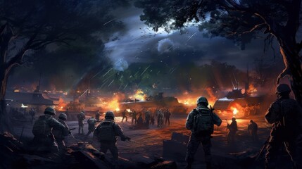 Military Game Artwork at Night