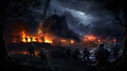 Military Game Artwork at Night