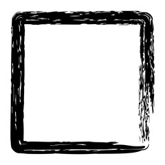 vector simple square frame from black crayon, at white background